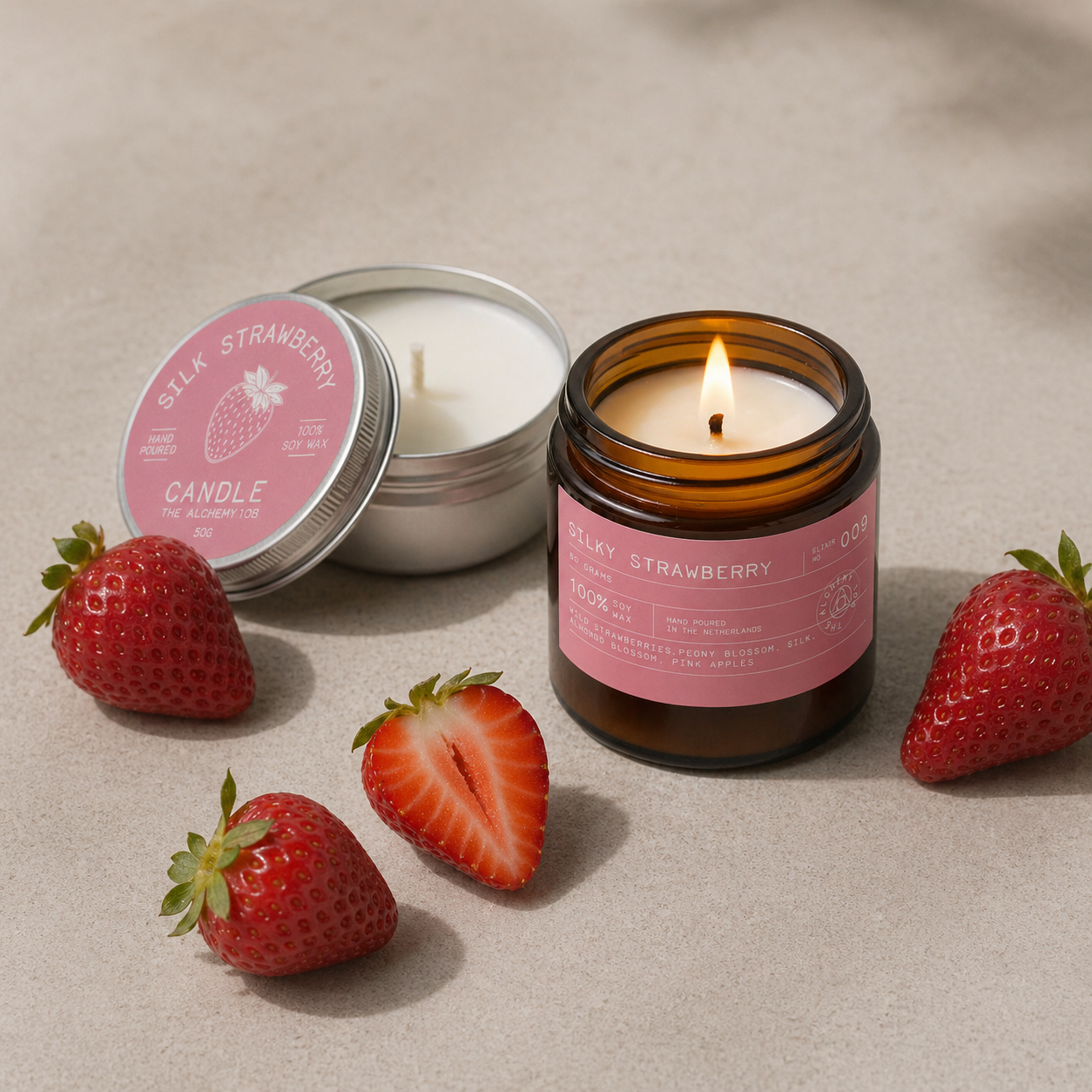 SILK STRAWBERRY Soy Wax Candle